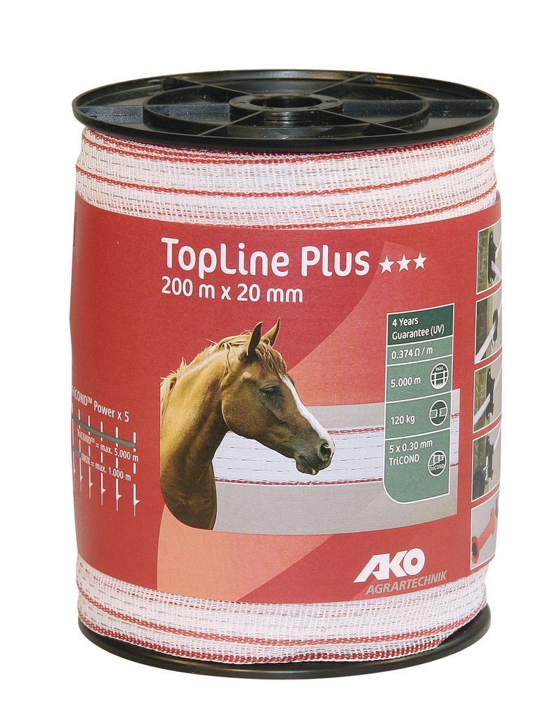 TopLine Plus Weidezaunband, 20 mm, weiß/ rot