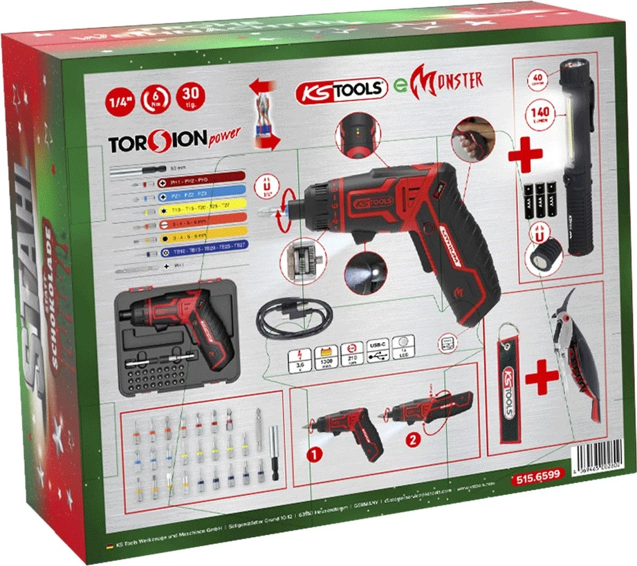 Adventskalender KS TOOLS Akku-Schrauber-Satz, "Stahl statt Schokolade", 30-tlg. 