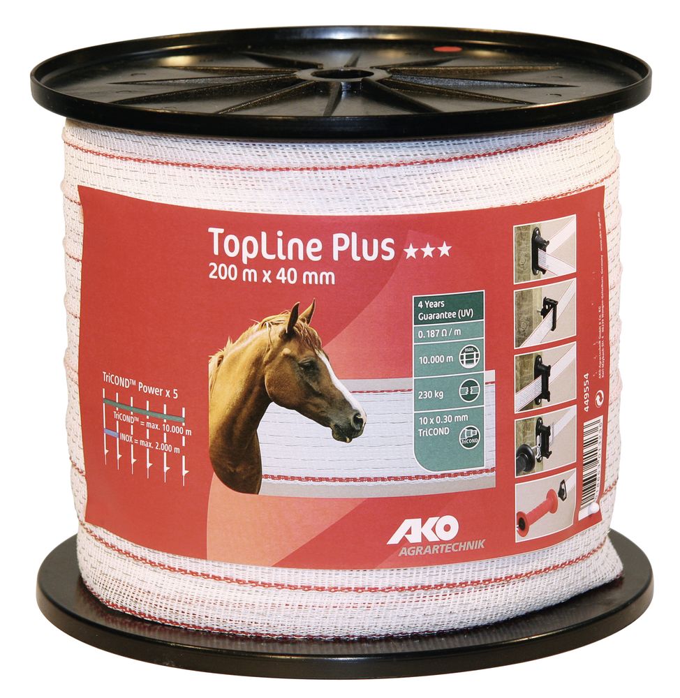 TopLine Plus Weidezaunband, 40 mm, weiß/ rot