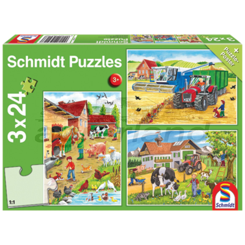 Schmidt Puzzle-Set Bauernhof aus 3 Puzzles