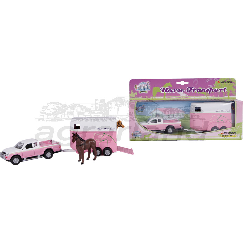 Kids Globe Pickup mit Pferdeanhänger, pink