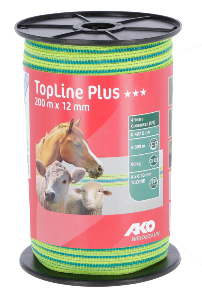 TopLine Plus Weidezaunband, 12 mm, neongelb/ blau