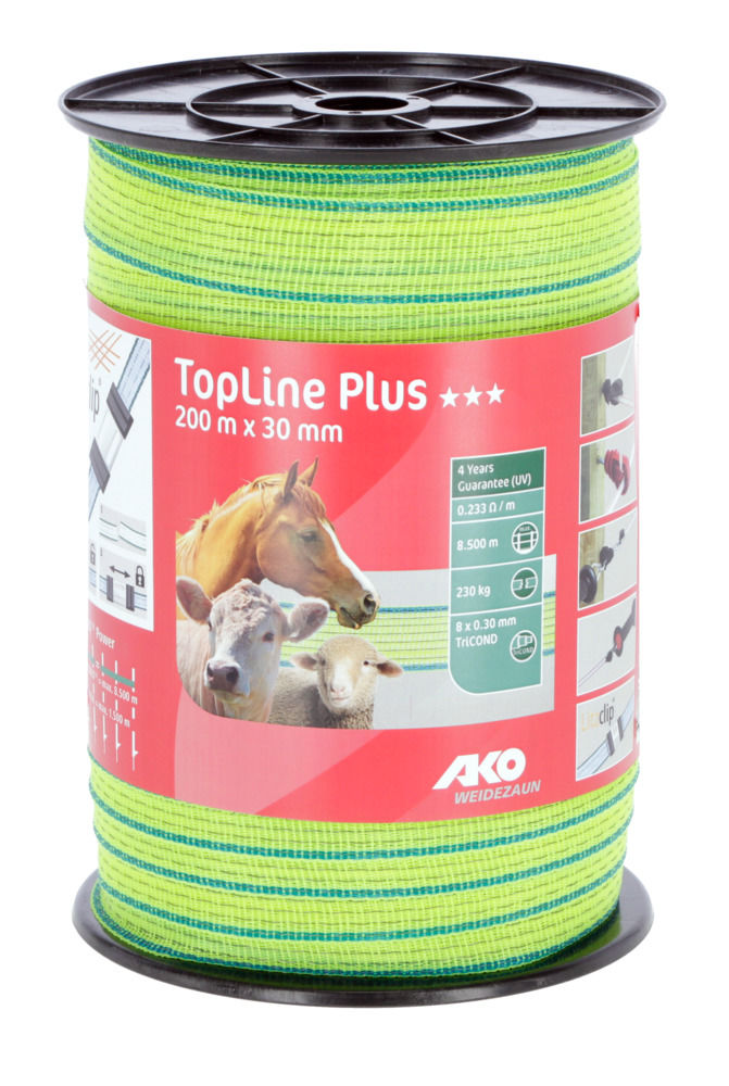 TopLine Plus Weidezaunband, 30 mm, neongelb/ blau
