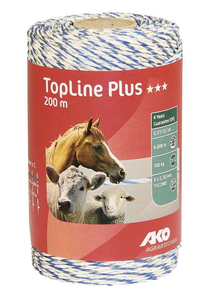 TopLine Plus Weidezaunlitze 200 m Rolle, weiß/ blau