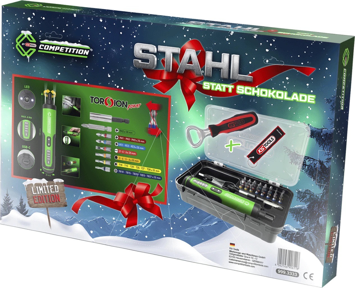 Adventskalender KS TOOLS Akku-Stabschrauber-Satz, "Stahl statt Schokolade", 27-tlg. 