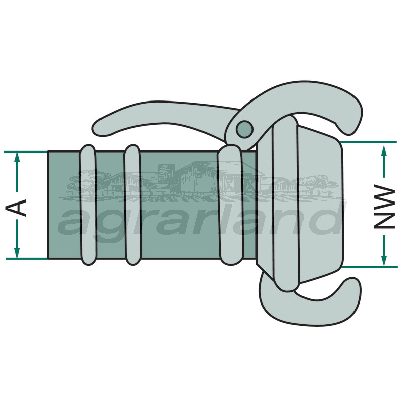 M-Teil mit Schlauchtülle, 76mm, 2 1/2"